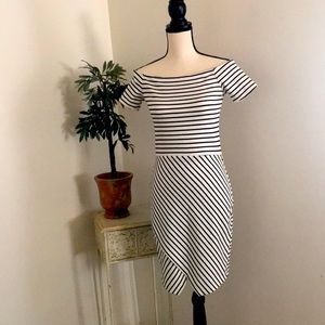 1.STATE white & black stripes.Cocktail mini dress.